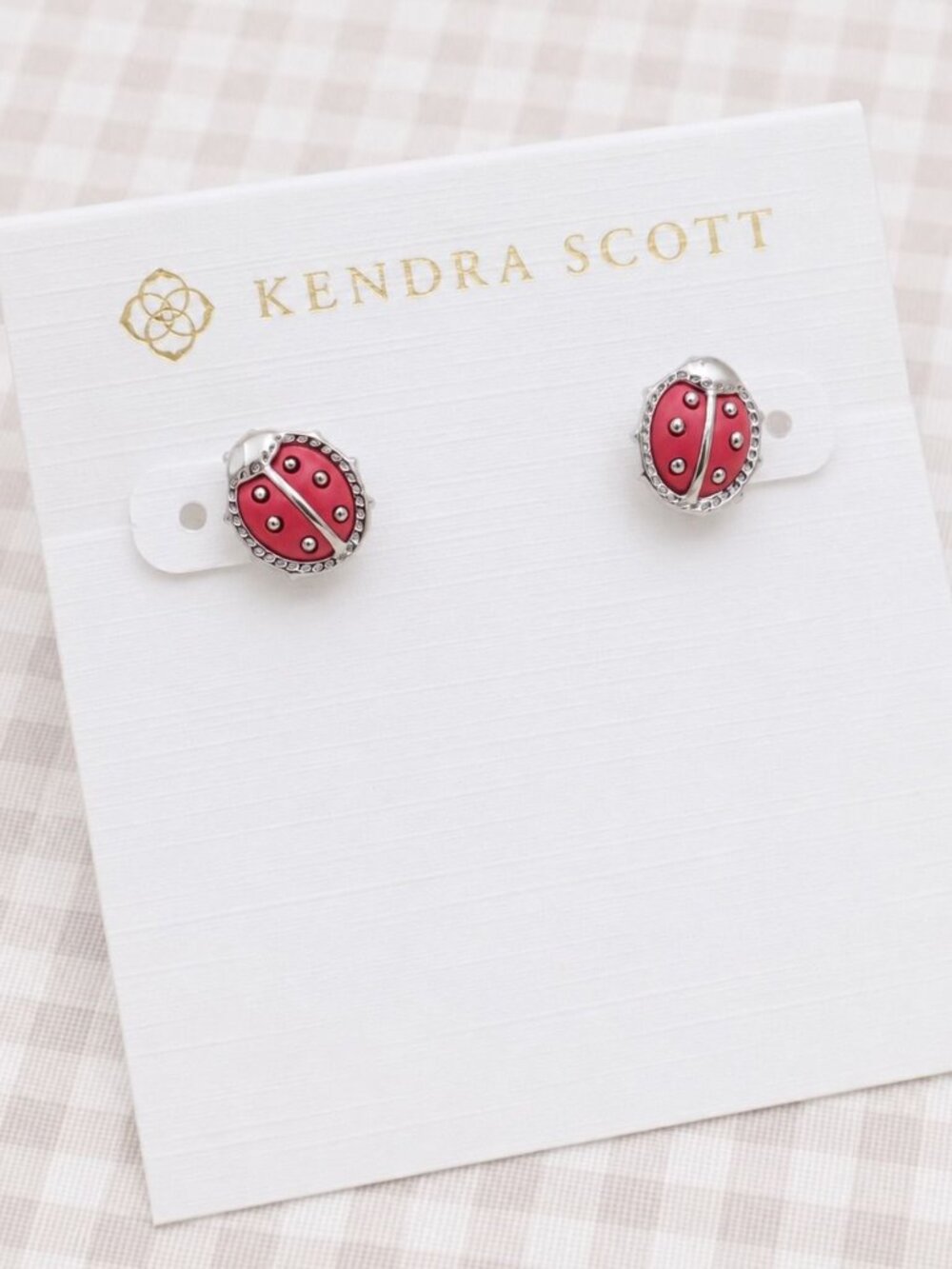 Kendra Scott Ladybug Silver Stud Earrings - Red Vermillion